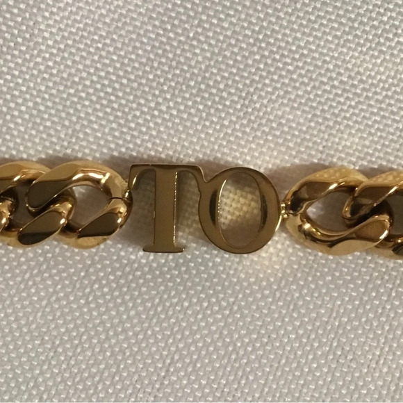 Abbott Lyon gold initial choker necklace. 16 inches. Initial “ TO”. NWT - Picture 2 of 6
